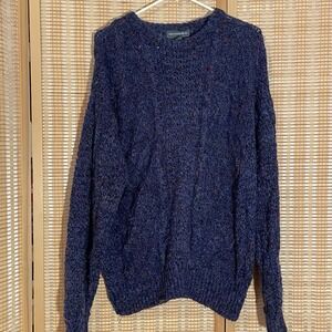 Christopher‎ Hayes Men's L  Sweater Wool Blend Blue Textured Preppy Academia